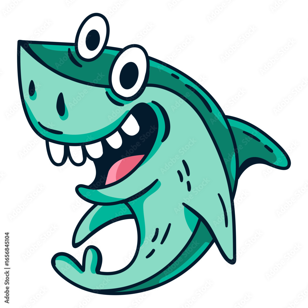 Naklejka premium Silly shark cartoon