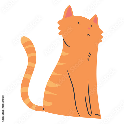 Sitting short haired cat flat