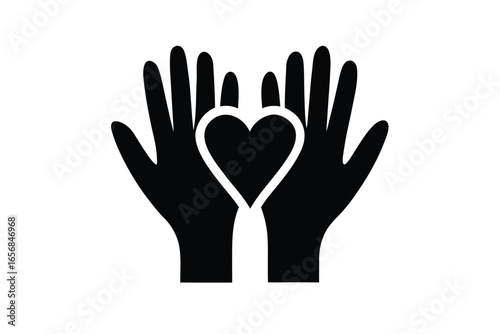 volunteer hands icon vector icon silhouette