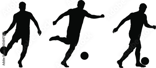 Soccer Players Kicking Ball Silhouette on Transparent Background Action Shot of Footballers in Motion Sports Illustration dynamic silhouette illustration soccer players kicking ball The silhouette