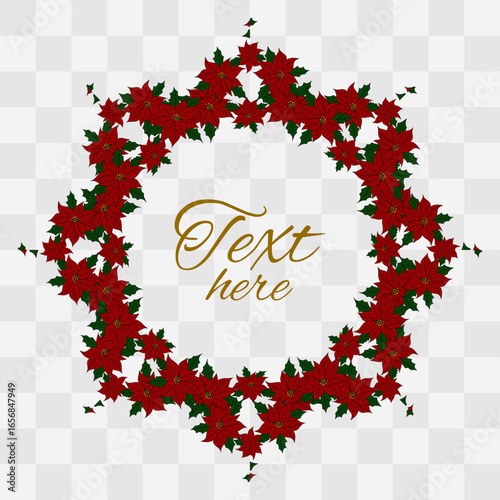 Beautiful red poinsettia flower, traditional Christmas plant symbol of the holiday season. Festive winter illustration greeting cards, invitations, decorations, posters, clipart