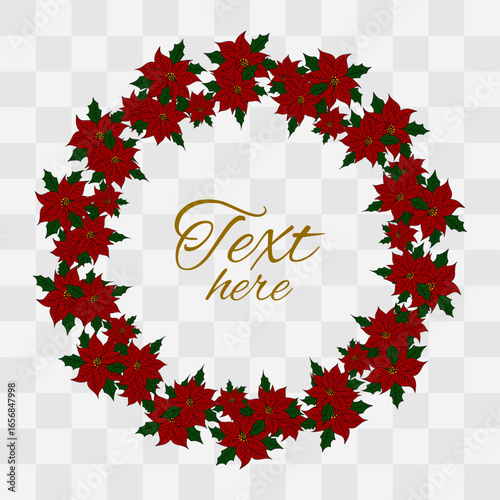 Beautiful red poinsettia flower, traditional Christmas plant symbol of the holiday season. Festive winter illustration greeting cards, invitations, decorations, posters, clipart