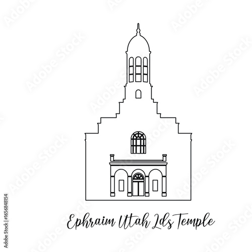 Ephraim Utah LDS Temple Sketch, Religious drawing, Church Clipart