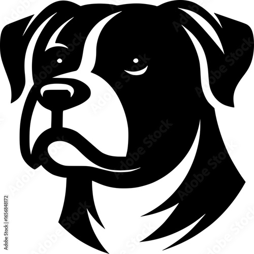 Boxer Dog Head Silhouette: A striking silhouette of a boxer dog's head, showcasing its iconic features, offering a minimalist yet powerful representation.