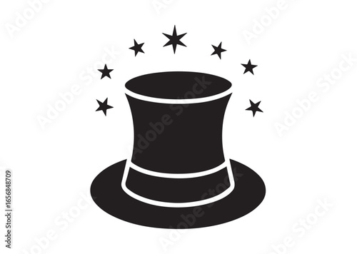 A magic hat silhouette black vector white background