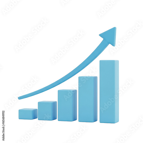 Blue 3d bar chart with upward trend arrow isolated on transparent background Free Download Blue 3d bar chart with upward trend arrow isolated on transparent background - GFXLoad