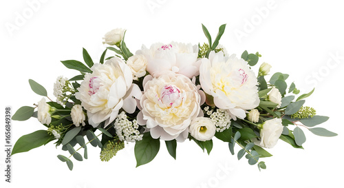Elegant White Peony and Ranunculus Floral Arrangement for Wedding or Event Decoration