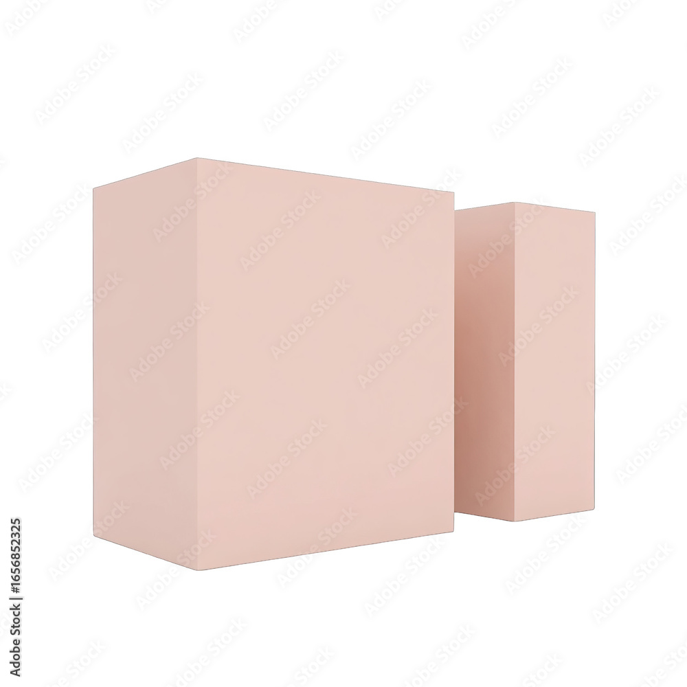 Obraz premium Two light pink rectangular boxes on a black background.