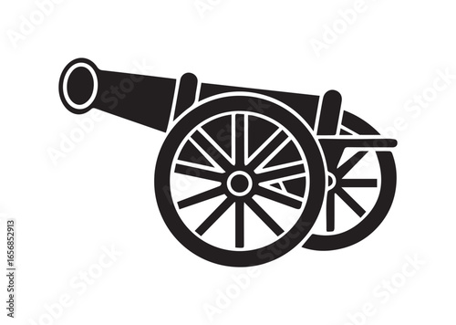A cannon silhouette black vector white background
