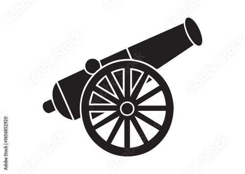 A cannon silhouette black vector white background