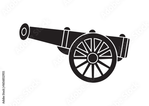 A cannon silhouette black vector white background