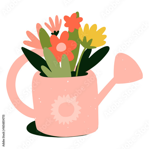 Pink watering can flat