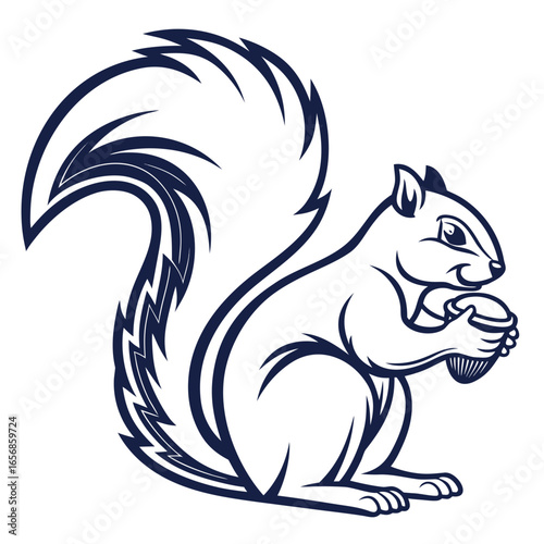 Wallpaper Mural Stylized Squirrel Holding Nut Emblem animal rodent Torontodigital.ca