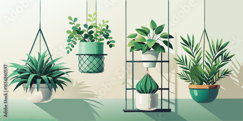 Green houseplant in a decorative pot on a window sill, enhancing the interior home decor