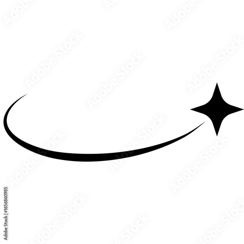 Dynamic sparkle effect with elegant trailing line icon, a versatile graphic element for creative design projects, highlighting, or visual flair.
