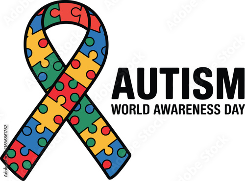 Autism Awareness Day Ribbon Puzzle Illustration