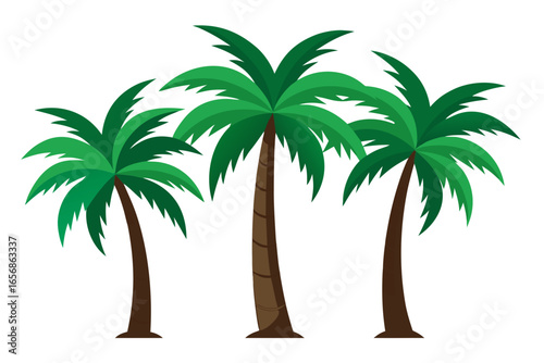 Vibrant tropical palm trees create a serene beach paradise evoking relaxation and summer vacation vibes perfect for travel and lifestyle projects