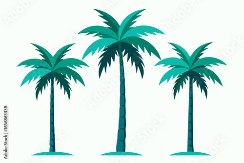 Vibrant teal palm trees evoke tropical paradise evoking relaxation and vacation vibes for summer travel and beach themes creating an idyllic escape