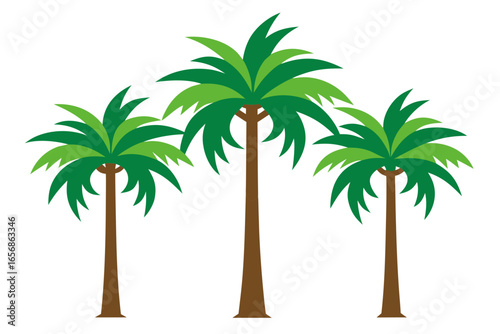 Experience the vibrant tropical allure with this charming grouping of stylized palm trees, perfect for evoking sunny beach vibes and relaxed vacation feelings in your designs.