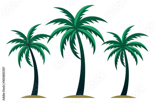 Vibrant tropical palm trees create a serene beach paradise vibe, perfect for vacation and summer designs seeking a relaxed, exotic getaway.