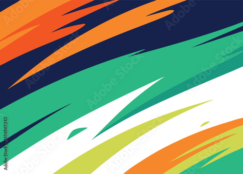 Abstract Expressionist Painting with Bold Colors and Dynamic Brushstrokes on white background