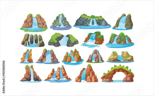 camping icons set