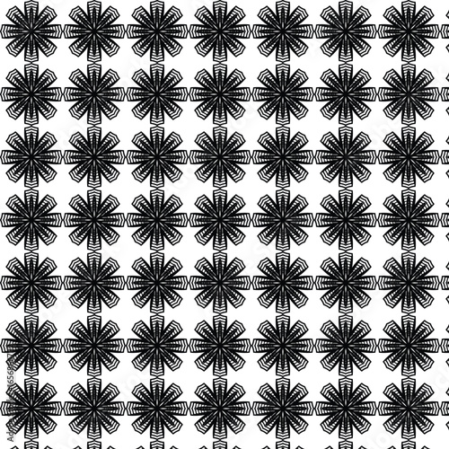 Intricate black and white geometric floral pattern
