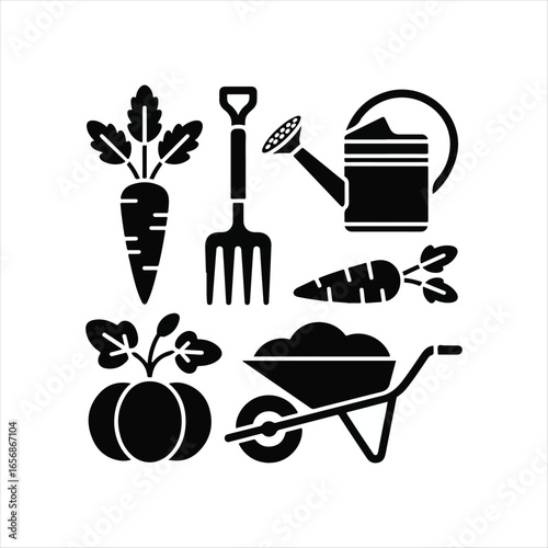 vector set of gardening tools
