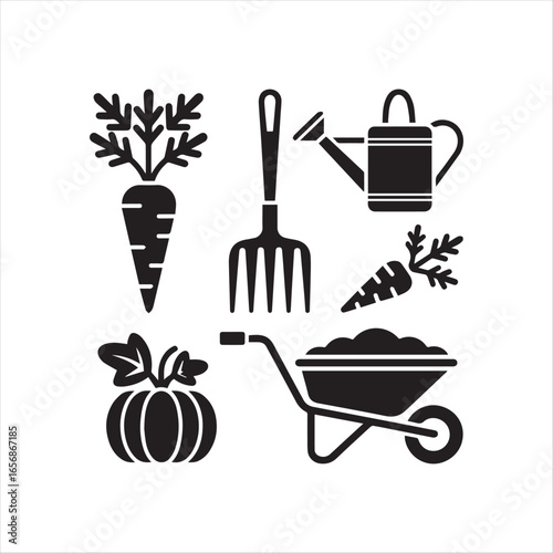 vector set of gardening tools