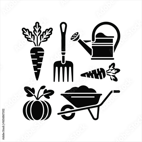 vector set of gardening tools