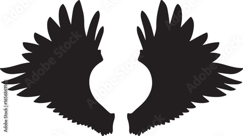 Symmetrical Black Wings Fantasy Graphic Art