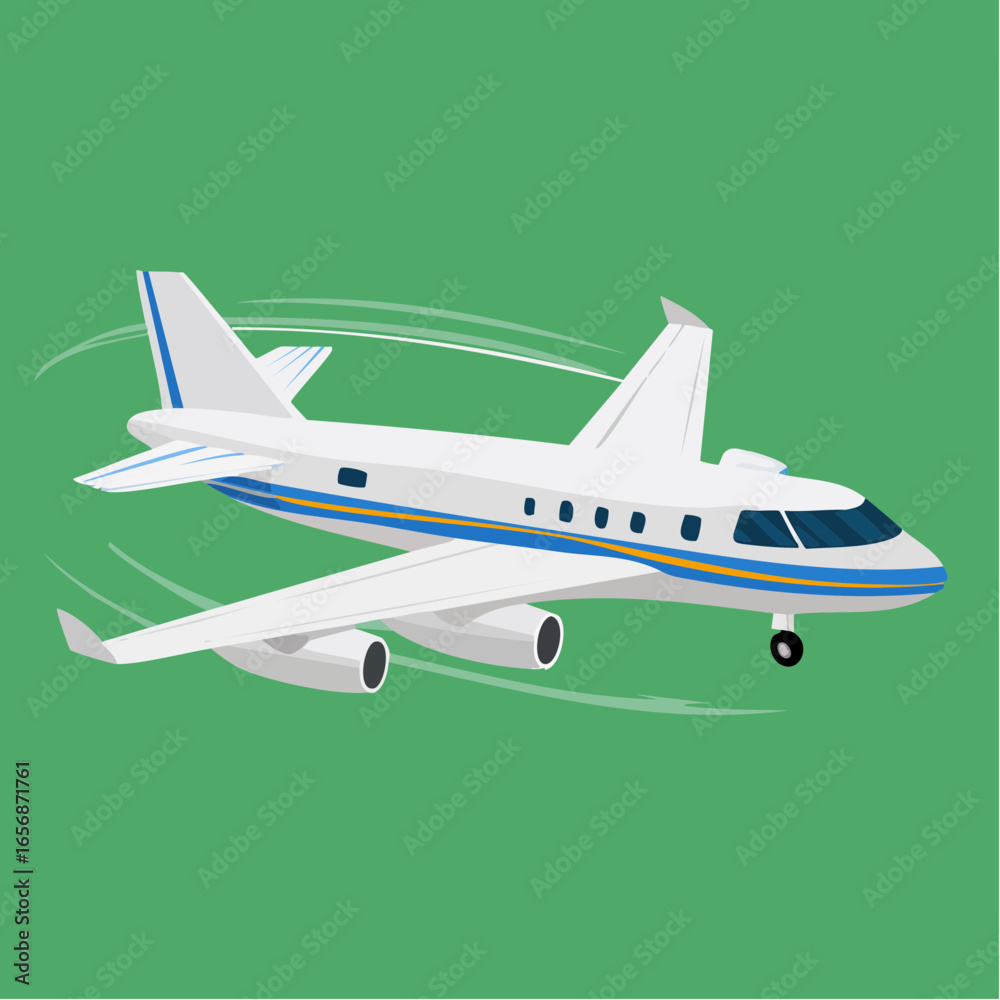 Fototapeta premium A looping animation of a small private jet circling in the sky with light turbulence, isolated on green screen background, editable format