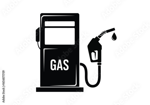 Vector illustration of gas station pump with nozzle dripping fuel
