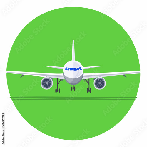 Editable animation of a cargo plane slowly descending and landing, isolated on green screen background, suitable for logistic or travel themes