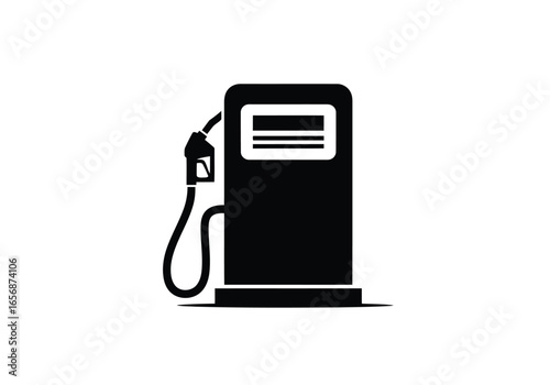 Vector illustration of black icon of a gasoline fuel pump with a nozzle and hose