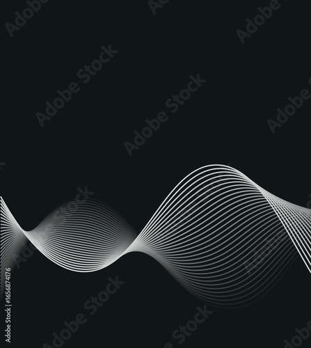 Abstract White Wave Line Vector Illustration with Curved Pattern and Digital Energy Texture for Business and Technology Backgrounds