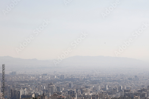 Overview of the city. Polluted urban air.
