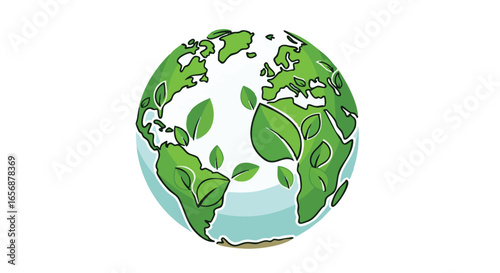Green Earth Illustration Symbolizing Environmental Awareness and Sustainable Practices for a Healthy Planet and Future Generation