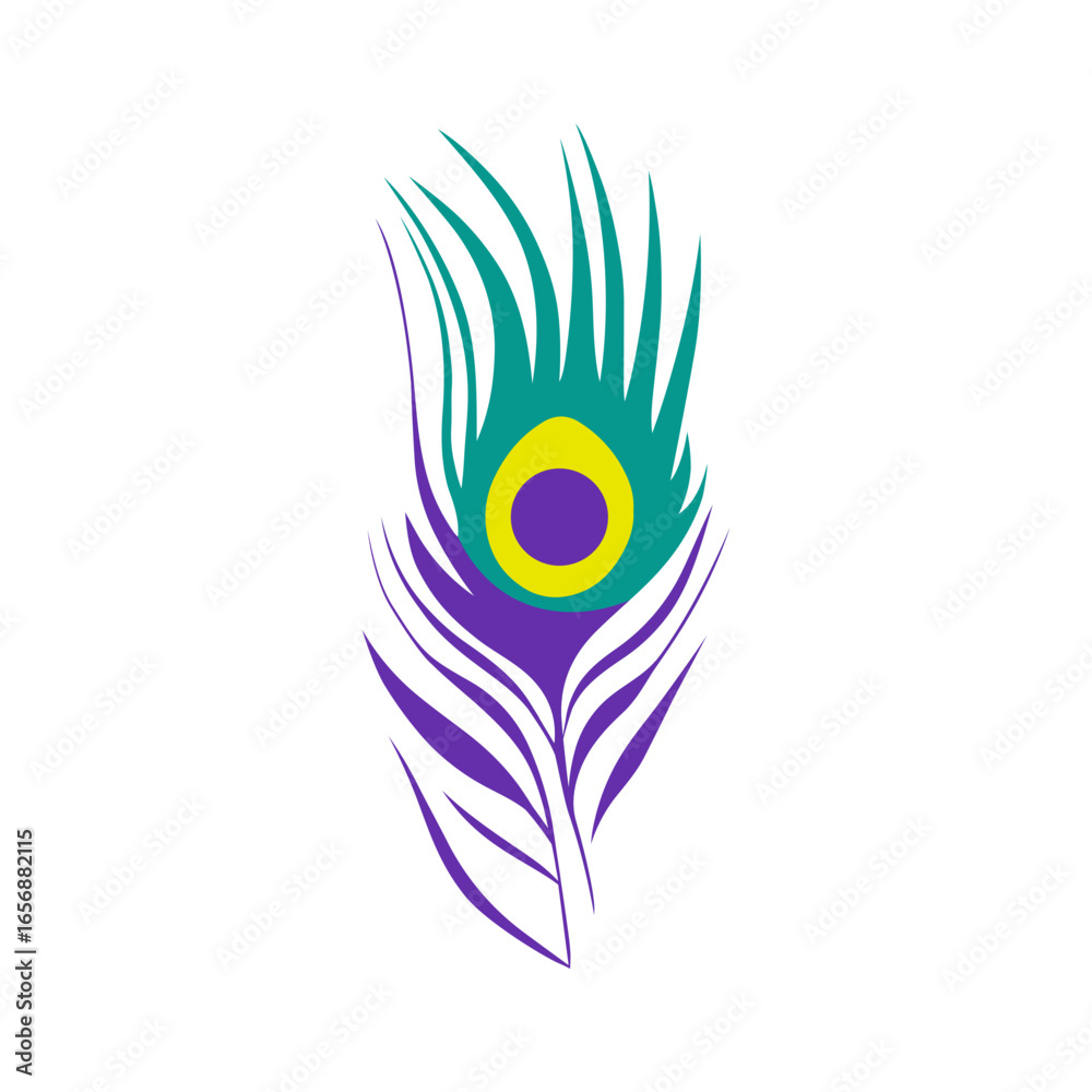 Obraz premium Elegant peacock feather with vibrant blue green and purple hues stylized for a modern aesthetic and graphic design applications