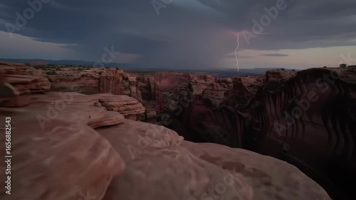 Lightning Strikes Over Red Rock Canyon