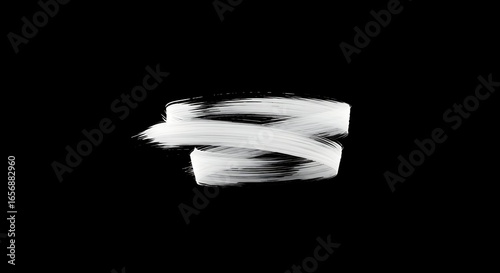 Abstract White Brush Stroke on Black Background Artistic Modern Design