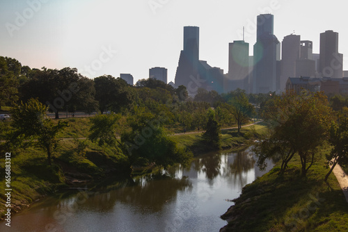 Houston Skyline with Buffalo Bayou in Foreground
