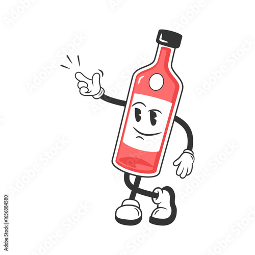 Playful cartoon bottle character with a friendly gesture, perfect for advertising and fun campaigns