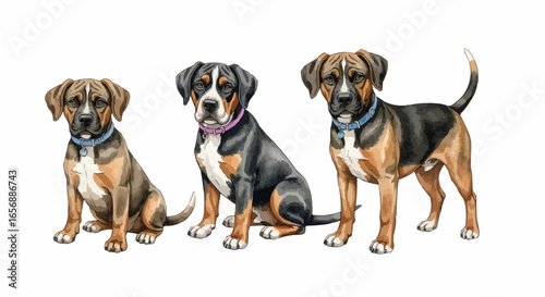 Watercolor dog illustration “Buddy” pet portrait isolated on white background