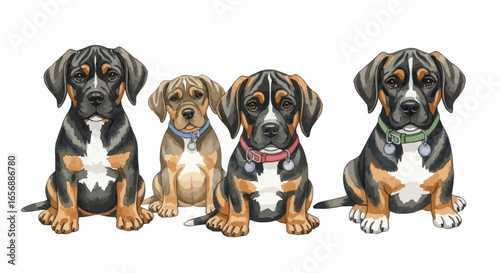 Watercolor dog illustration “Buddy” pet portrait isolated on white background