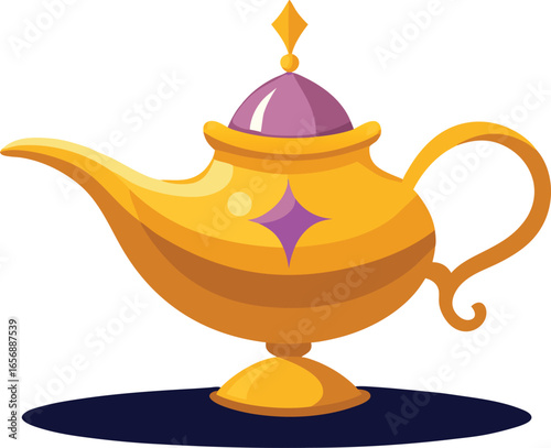 Magic lamp with a golden background
