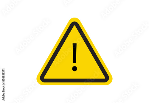 Yellow triangular warning sign with exclamation mark for alert, danger, attention, or caution. Perfect for safety and hazard indications