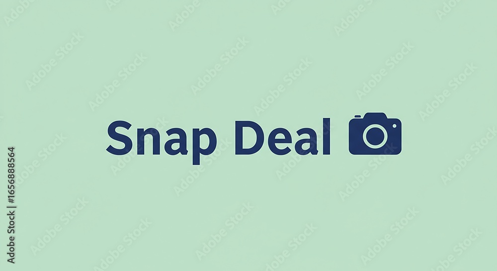 Fototapeta premium Bright Green Background with Bold Dark Blue Text Reading Snap Deal and Camera Icon