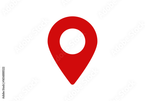 Red map location pin with hollow circle center. Suitable for GPS, route planning, and digital maps