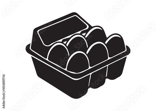 Egg carton pack black vector white background